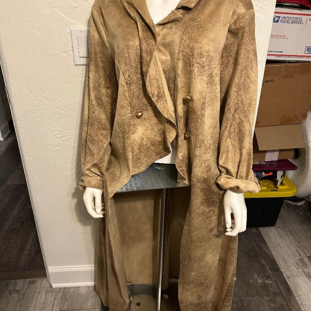 Venus Faux Suede Tuxedo Jacket = Large or XL Below Knee NEW